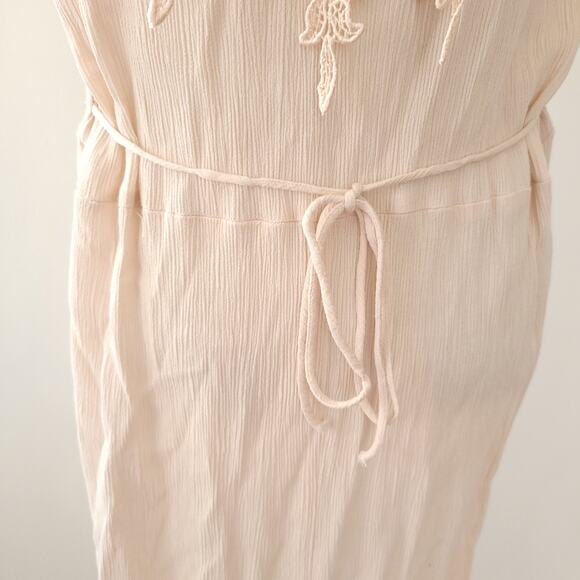 Vintage 80s Magnet Art Lynn Yang Maxi Dress Lace Crochet Pink Crepe Women Medium - Picture 8 of 11